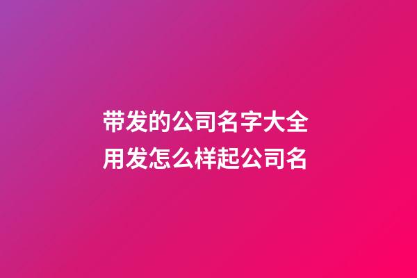 带发的公司名字大全 用发怎么样起公司名-第1张-公司起名-玄机派